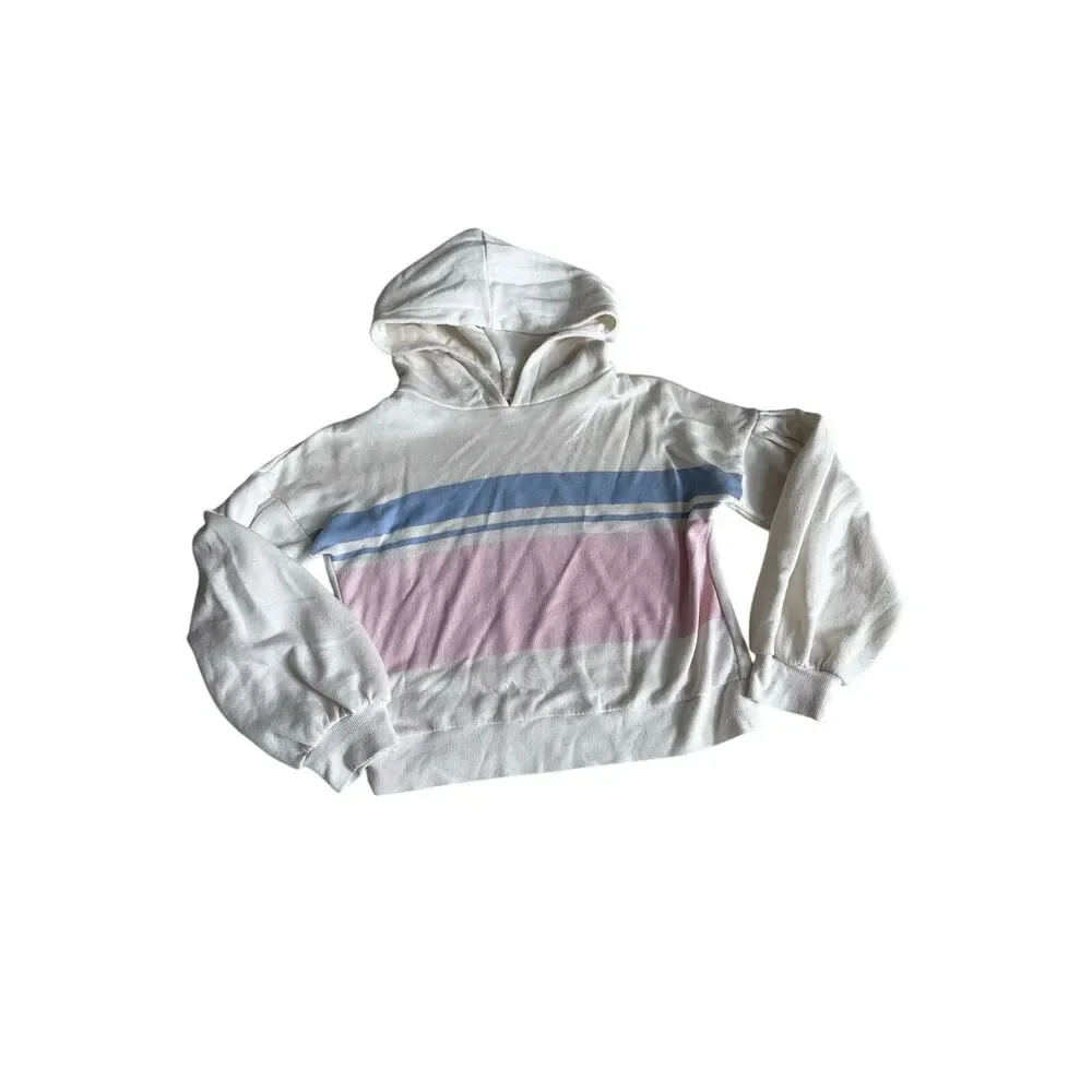 Tucker + Tate White Hoodie with Retro Pink & Blue Stripes